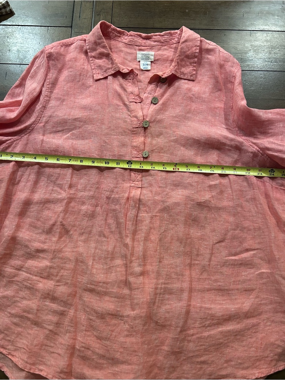 Sigrid Olsen Linen Button Up Top Size 2X Pink Ling Sleeve - Picture 5 of 9
